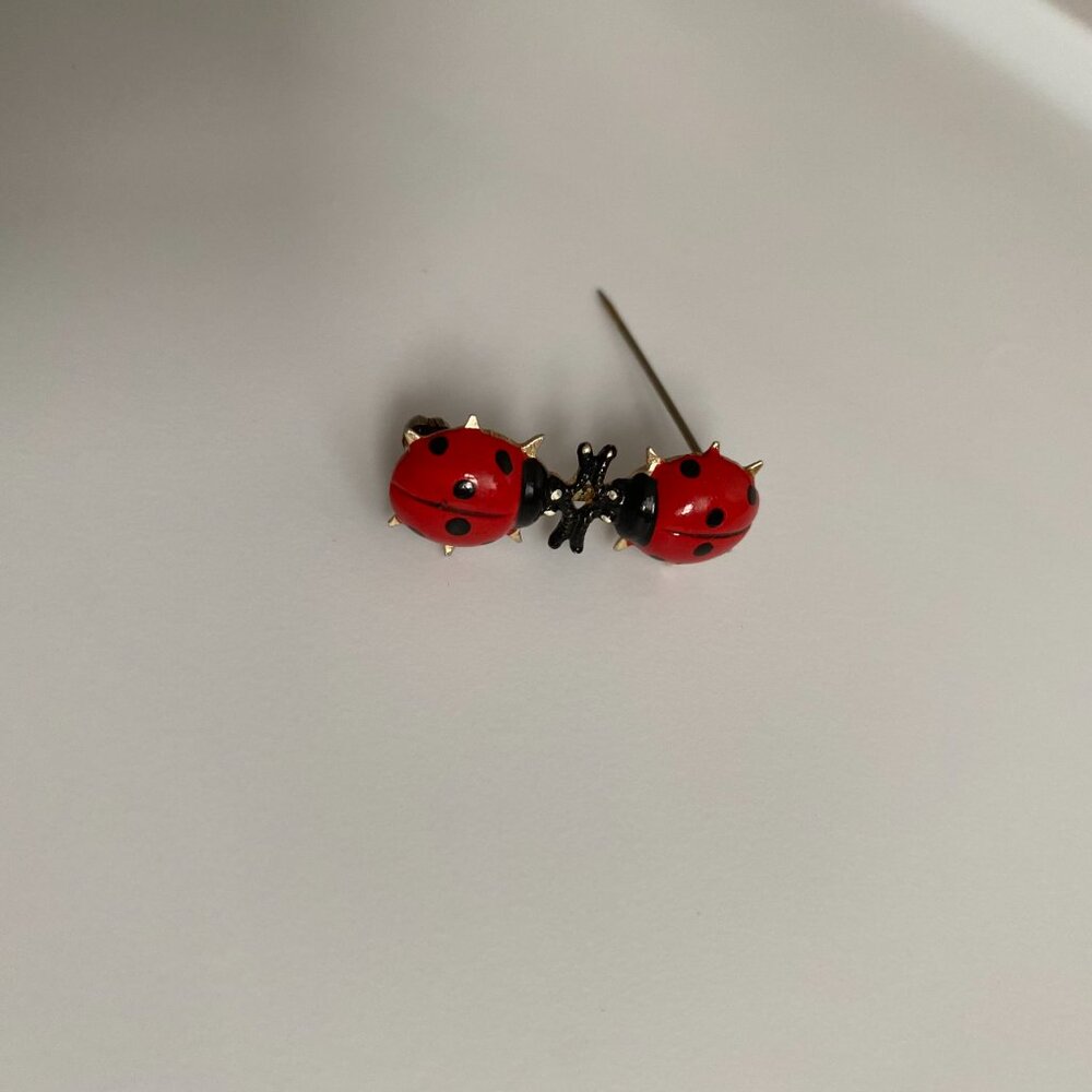 Vintage KOREA Ladybug Brooch Whimsigoth Twee Insect Bugs Bug Jewelry Pin Fairy - Picture 13 of 15